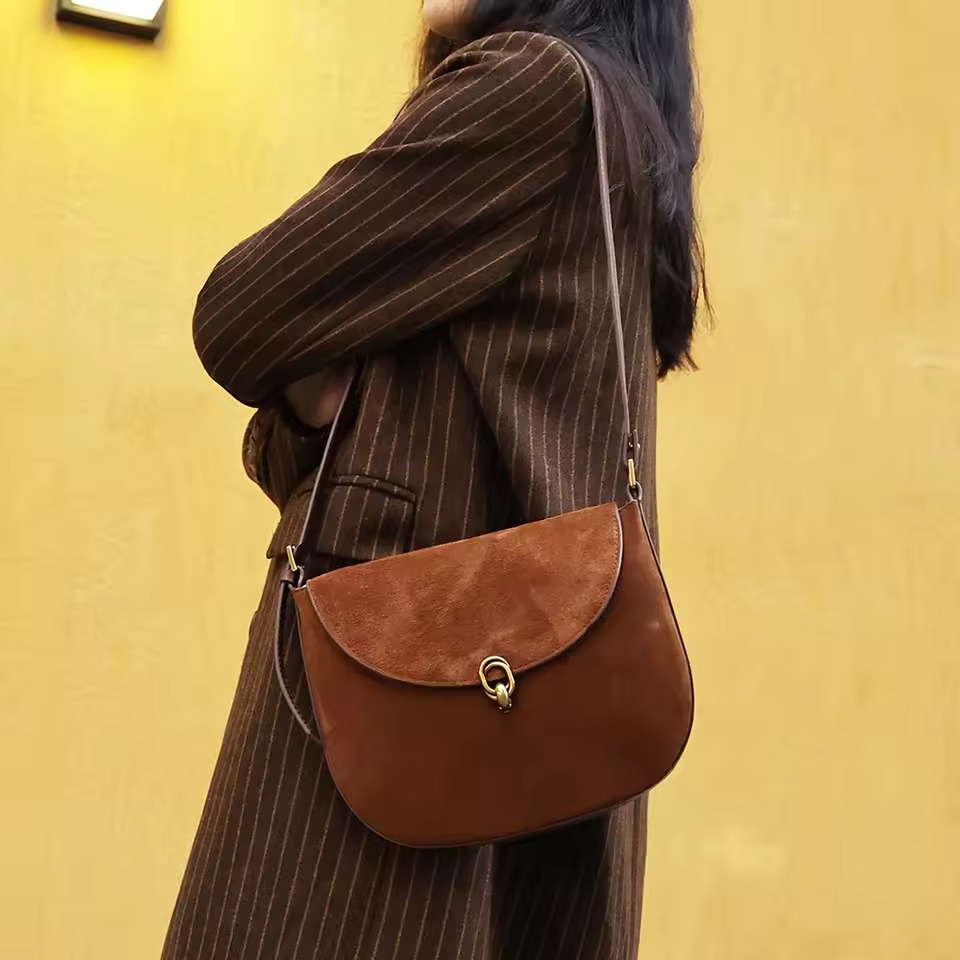 brown suede purse